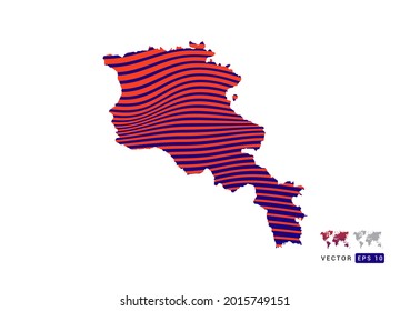 Armenia map red and blue of abstract with dynamic waves vector.
