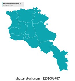 armenia map with regions vector illustration on white background