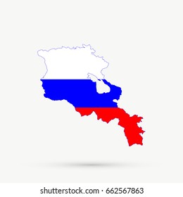 Armenia map in Russia flag colors, editable vector.