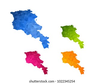 Armenia map - Set of geometric rumpled triangular low poly style gradient graphic background , polygonal design for your ,Vector eps 10.