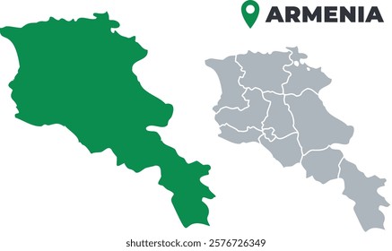 Armenia map simple flat outline vector set