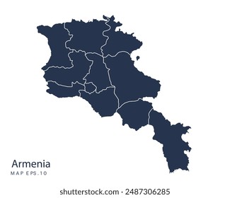 Armenia map vector, Abstract design vector illustration Eps 10. Navy color.High Detailed on white background.