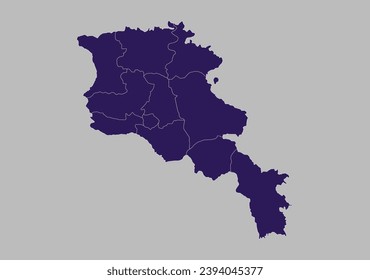 Armenia map vector, Blue purple color isolated on gray background.