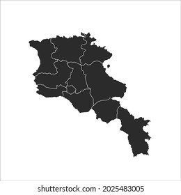 Armenia map vector, dark color.isolated on transparent background. 