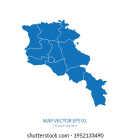 Armenia map vector EPS.10 blue color. on white background .