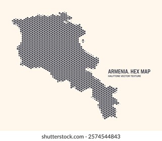 Armenia Map Vector Hexagonal Halftone Pattern Isolate On Light Background. Hex Texture in the Form of a Map of Armenia. Modern Technological Contour Map of Armenia for Design or Business Projects