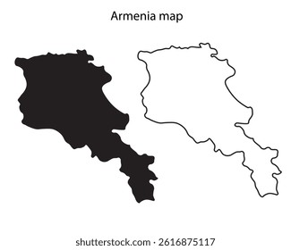 Armenia map vector illustration, Armenia map silhouette, Armenia country Landscape, Black and white Armenia map