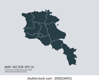 Armenia map vector, isolated on gray background 
