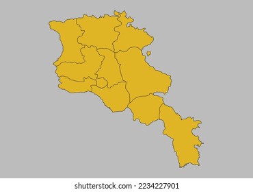 Armenia map vector, Isolated on gray background