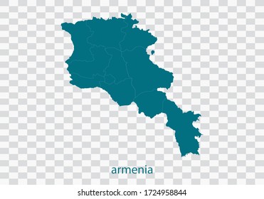 armenia map vector, isolated teal color on transparent background