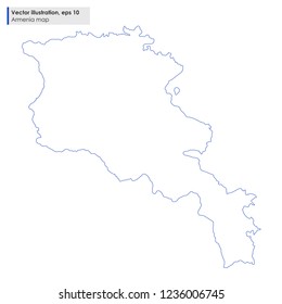 armenia map vector line illustration on white background