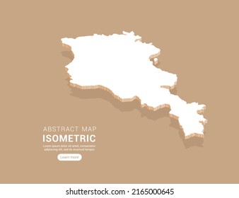 Armenia map white on brown background with isometric vector.