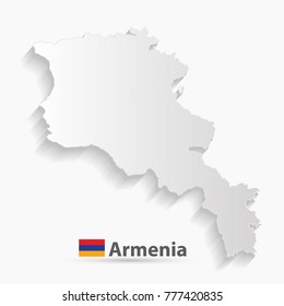 Armenia map white paper 3D. illustration vector.