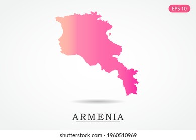 Armenia Map - World Map International vector template with Pink gradient color isolated on white background - Vector illustration eps 10