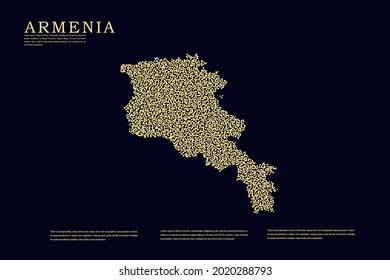 Armenia Map - World Map International vector template with Gold grid on dark background for banner, website, infographic, education - Vector illustration eps 10