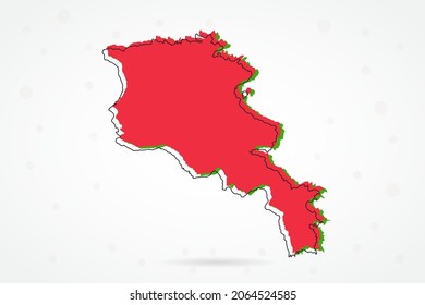 Armenia Map - World Map International vector template with including red, green and black outline sketch isolated on white background - Vector illustration eps 10