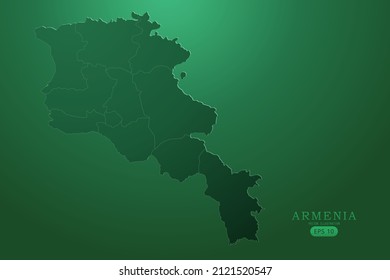 Mapa de Armenia - Mapa Mundial Plantilla vectorial internacional con alto nivel de degradado verde aislado en fondo verde para diseño, infografía - Ilustración vectorial eps 10
