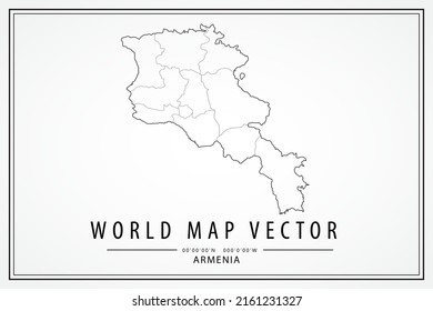 Armenia Map - World Map International vector template with High detailed thin black line and outline graphic sketch style isolated on white background - Vector illustration eps 10