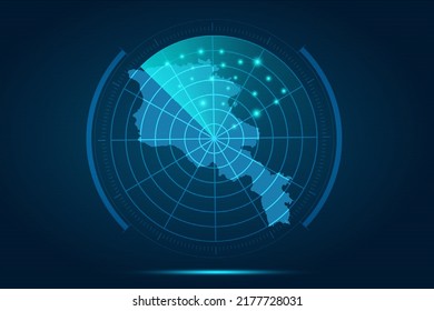 Armenia Map - World Map International vector template with futuristic circle radar style HUD, GUI, UI interface isolated on blue background for design, infographic - Vector illustration eps 10