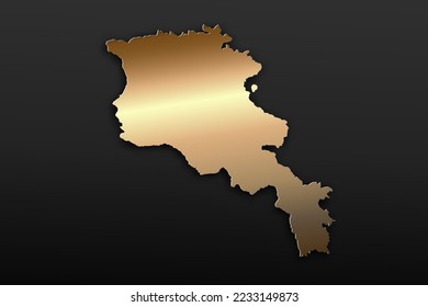 Mapa de Armenia - Mapa del mundo Planta vectorial internacional con 3D, estilo de lujo dorado incluyendo sombra sobre el fondo negro para el diseño, educación, sitio web, infografía - Ilustración vectorial eps 10