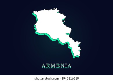 Armenia Map - World map vector template with green and white  color gradient isolated on dark background - Vector illustration eps 10
