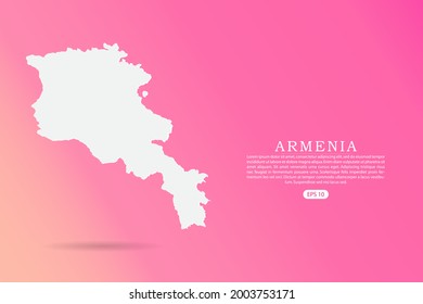 Mapa de Armenia - Plantilla de vector de mapa mundial con color blanco 3d sobre fondo gradiente rosado para infografía - Pos de ilustración de vector 10