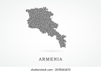Mapa de Armenia - Plantilla de vector de mapa mundial con cuadrícula negra sobre fondo blanco para educación, infografía, diseño, sitio web, banner - Ilustración vectorial eps 10