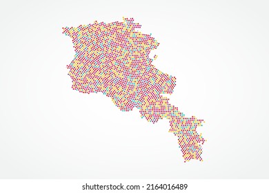 Armenia Map - World map vector template with colorful dots, grid, grunge, halftone style isolated on white background for education, infographic, design, website - Vector illustration eps 10