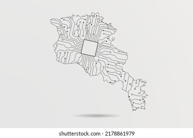 Armenia Map - World map vector template with Abstract futuristic circuit board Illustration or High-tech technology mash line and point scales on white background - Vector illustration ep 10
