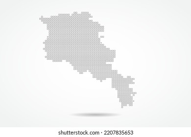 Armenia Map - World map vector template with square pixel thin black and outline sketch style isolated on white background for education, infographic, design - Vector illustration eps 10