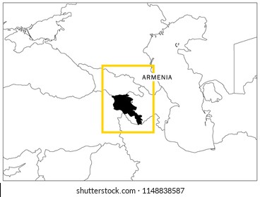Armenia map yellow frame geography national 