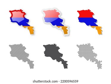 Armenia - Maps Collection. Six maps of different designs. Set of vector illustrations