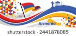 Armenia national day banner with Armenian map