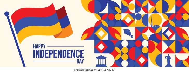 Armenia national day banner with Armenian map