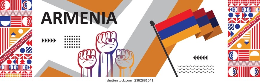 Armenia national day banner flag color background,geometric abstract modern blue red yellow design,independence day celebration background image..eps

