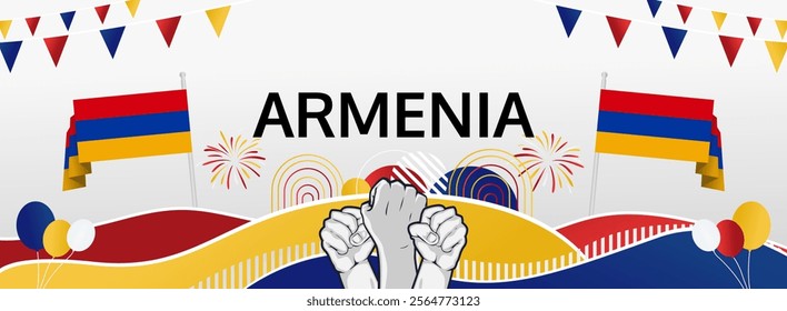 Armenia National Day latest banner design. Abstract templates for special day celebration, greeting card, promo, ads, sale, national event and Armenia Independence Day. Holiday concept