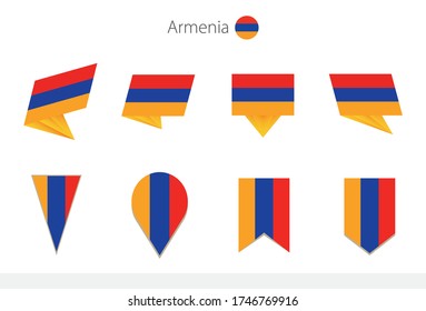 Armenia national flag collection, eight versions of Armenia vector flags. Vector illustration.