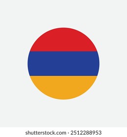 Armenia national flag icon design. Armenia circle flag. Round of Armenia flag.