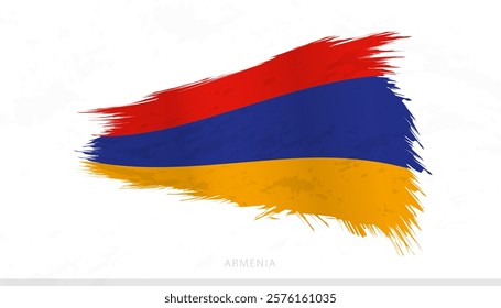 Armenia National Flag with Textured Brush Strokes. Artistic Brush Stroke Design.