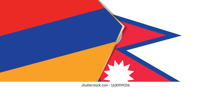 Armenia and Nepal flags, two vector flags symbol of relationship or confrontation.