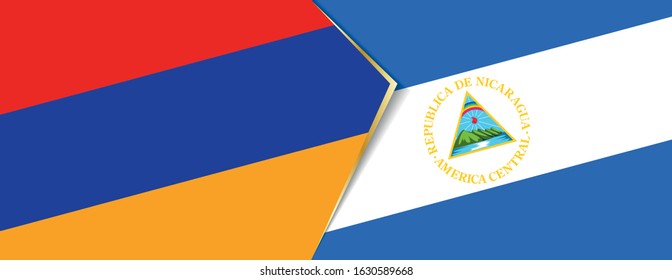 Armenia and Nicaragua flags, two vector flags symbol of relationship or confrontation.