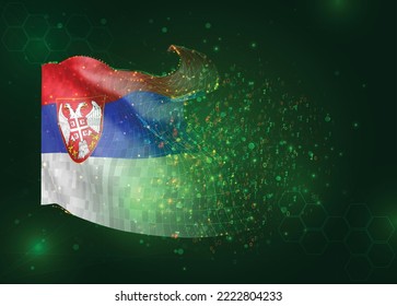Armenia, sobre la bandera del vector 3d sobre el fondo verde con polígonos y números de datos