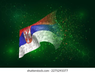 Armenia, on vector 3d flag on green background with polygons and data numbers