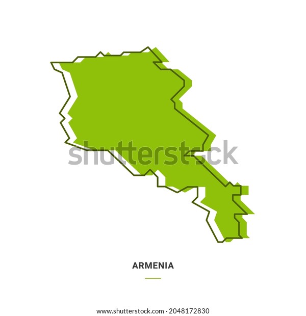 Armenia Outline Map Green Colour Modern Stock Vector Royalty Free   Armenia Outline Map Green Colour 600w 2048172830 