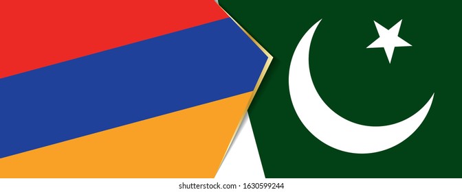 Armenia and Pakistan flags, two vector flags symbol of relationship or confrontation.