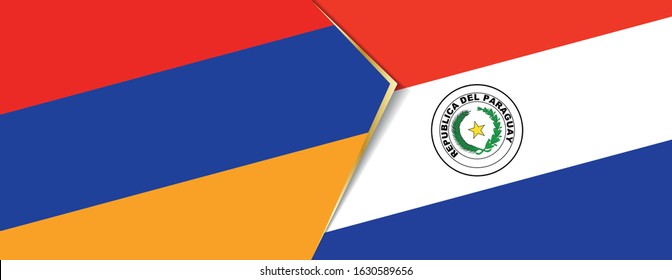 Armenia and Paraguay flags, two vector flags symbol of relationship or confrontation.