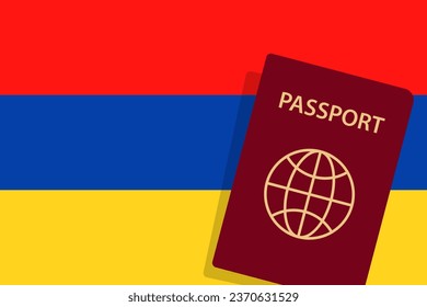 Armenia Passport. Armenia Flag Background. Vector