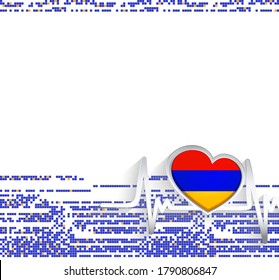 Armenia Patriotic Background. Armenia flag heart shaped and heartbeat line. Vector illustration.