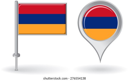 Armenia pin icon and map pointer flag. Vector illustration.