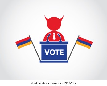 Armenia Podium Corrupt Politician Poll Speech